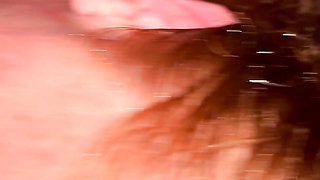 Redhead hot wife blowjob in the shower but