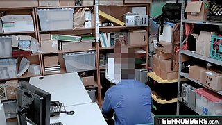 Petite red haired teen thief screwed in doggy-style by mall guard - teenrobbers.com