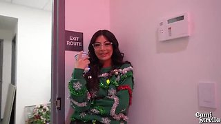 Big Tit Latina Office Fuck - Christmas Party Sex with Cami Strella Moaning Loud