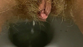 Hairy Pussy Pee and Accidentally Fart, Very Close up View 4K 60fps
