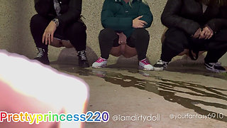 3 Babes Peeing at the Same Time Outside