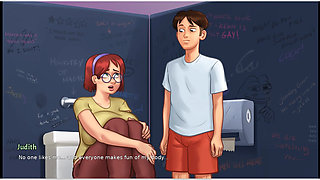 Summertime saga - gameplay - roleplay - taboo - judith big saggy boobs pressing and handjob