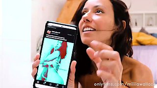 Busty brunette with big boobs rides cock