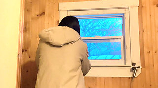 Hana Sit on Toilet Clean Her Hairy Pussy