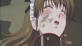Anime maid masturbating in fantasy
