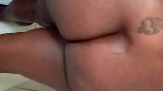 I rubbed my cock on the hot brunette's ass in the shower