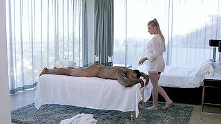 Samantha Saint gets her pussy pounded by a huge black cock.