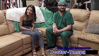 Doctor Tampa gets playful with ultrasound while Aria Nicole enjoys her medical exam