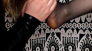 (003) Sissy Hubby Worshipping Black Stockings Nylon Feet and Domina Mules (1080p)