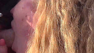 Horny Chick Sucking Multiple Cocks Outdoors
