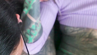 POV Threesome Hot Gothic Girls with Glasses Anal, ATM, Facial