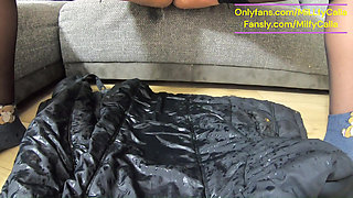 Pee and Cum on My Old Dirty Downjacket Golden Shower Fetish