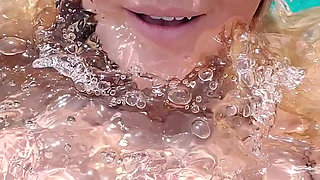 Swimming in the blue waters of Greece butt naked...