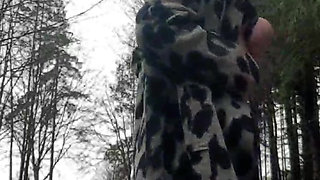 Julie splashes in the forest