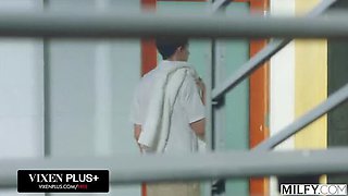 Gigi Dior MILF Titty Fucks Young Coach's Hard Cock