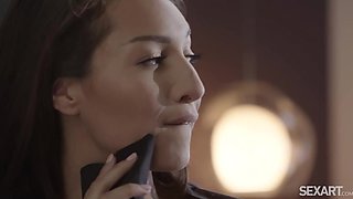 Mesmerizing blonde enchants in a powerful interracial seduction