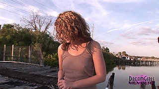 Gorgeous Babe Strips Buck Naked in a Public Park