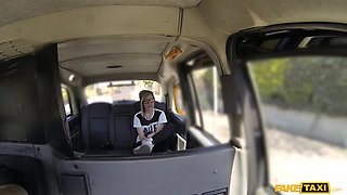 British alt-model with glasses and frosted in ink is nailed hard - faux taxi