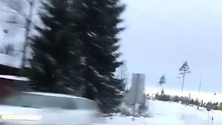 Beautiful Brunette Big Boobs Rides Fake Cock