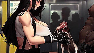 Tifa Gives Strangers Sneaky Handjobs On The Midgar Train