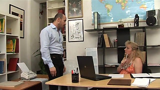 Sexy and mature boss has a thing for young cocks