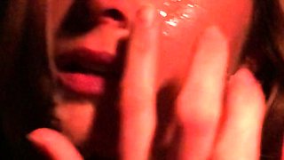 Blonde Amateur Taking Facial On Her Knees In Public