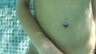 A super sexy blonde with big boobs and masturbating with a v