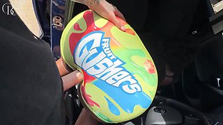 Big Arse Ebony Gets Fucked Through a Hole in Her Tight Shorts on Her Way to the Car Wash