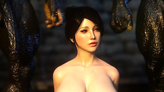 3d animation thressome with orcs and a big tits beauty