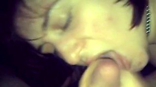 Big-Titted Brunette Blowjob and Facial in a Car