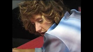 Brunette slut in vintage lingerie takes big cock doggy style