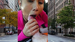 Thai MILF big cock car blowjob in public