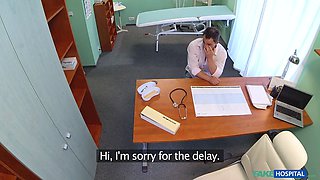 Sexy nurse rails her patients cock on her office desk - faux polyclinic