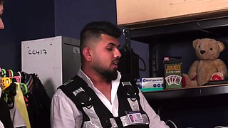 Naughty cute CFNM babes giving BJ and HJ