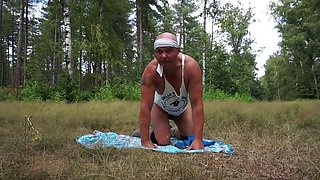 Lesbian Big-Butt Athletes Pee and Masturbate Outdoors