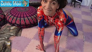 CONCLUDE GF PRACTICE: Diminutive Latina Spiderman Costume play Aubry Babcock vol.47