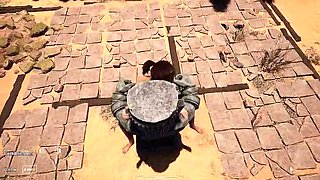 Huge Stone Penis Statue Surprises Lara Croft - 3D Hentai Blowjob & Giant Cumshot